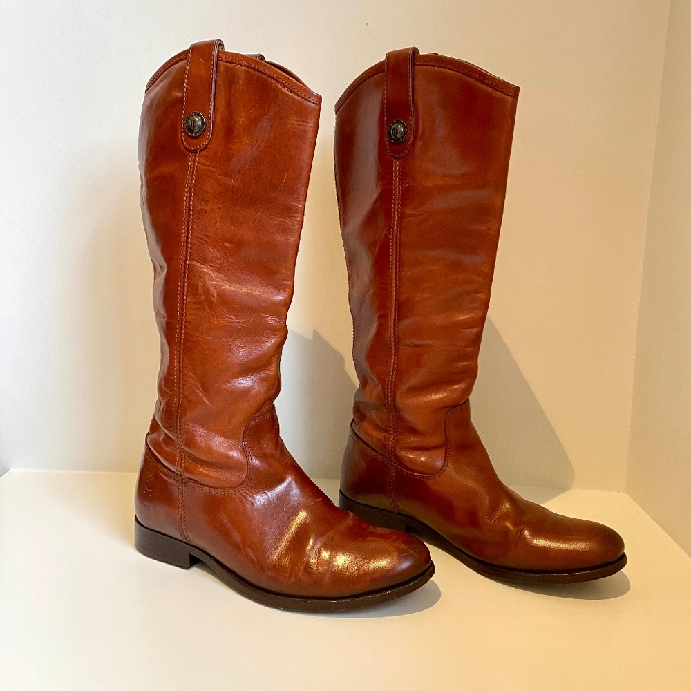 Frye Melissa Riding Boots Leather Redwood Size 7